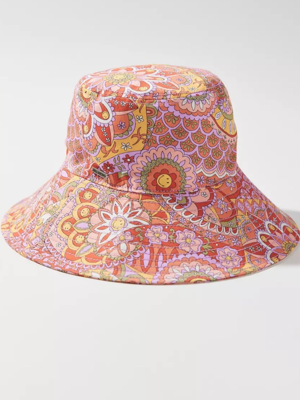 Billabong X Smiley Bucket Hat Cotton Pink Yellow